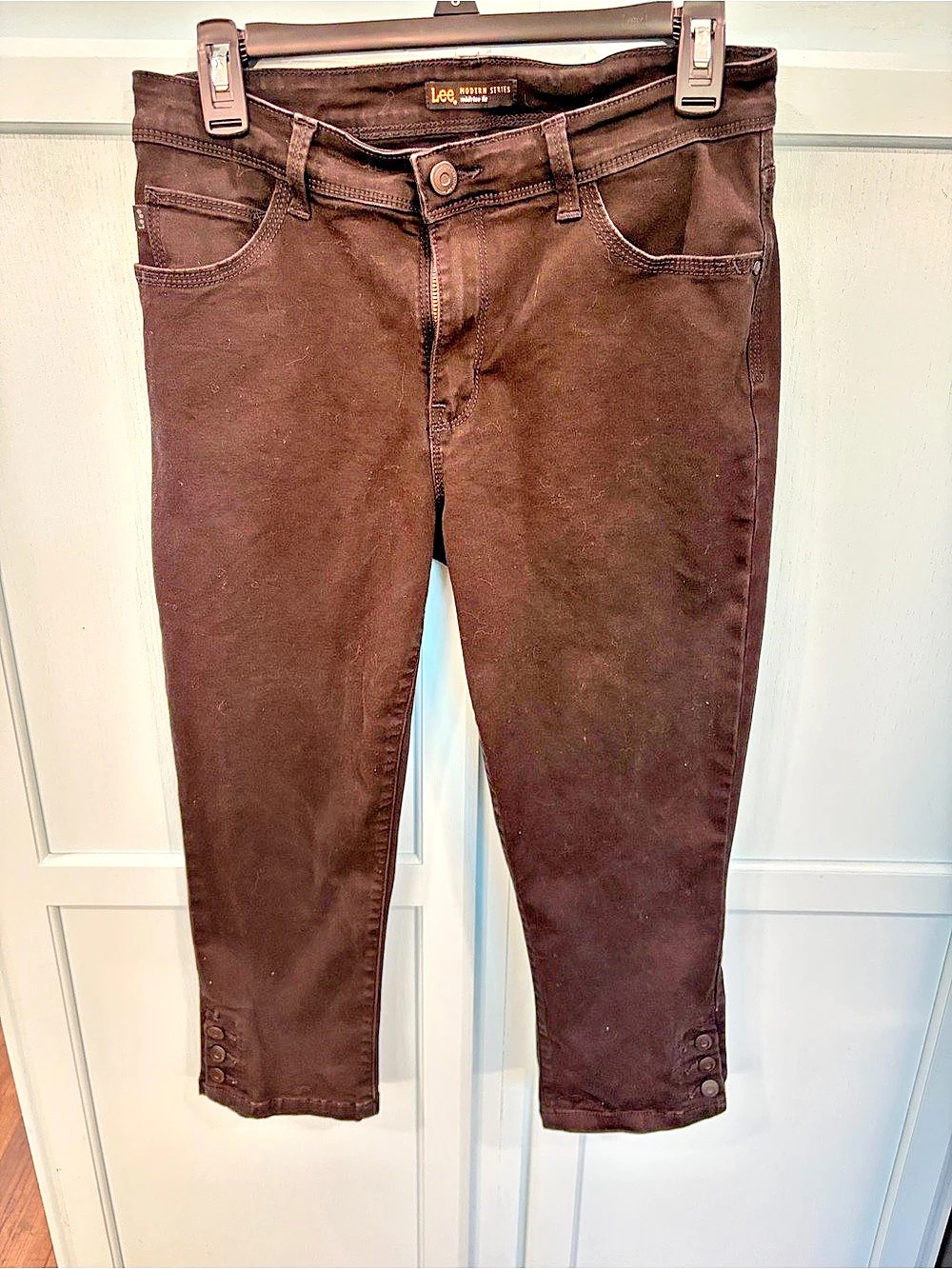 Lee Modern Series Midrise Fit Capri Jeans Black Waist 10